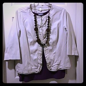 Dress Barn Ruffle Edged 3/4 Sleeve Jacket